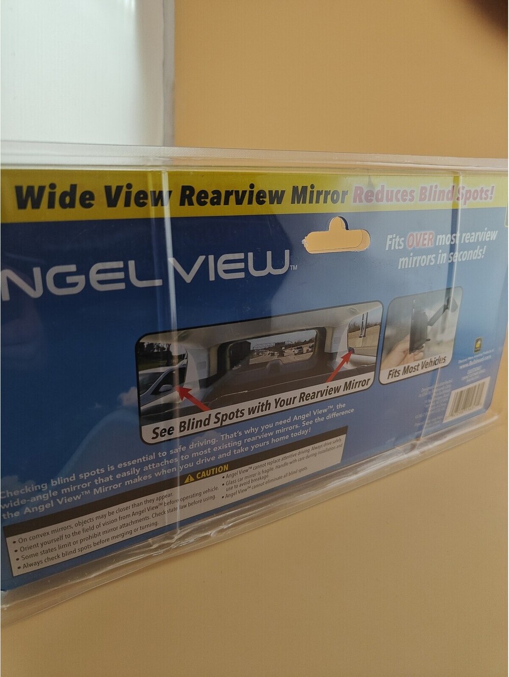 Angel View As Seen on TV 12in Wide-Angle Clip-On Rearview Mirror Car SUV - Picture 4 of 4